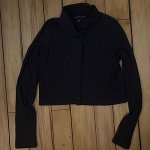 dark grey long sleeve shirt